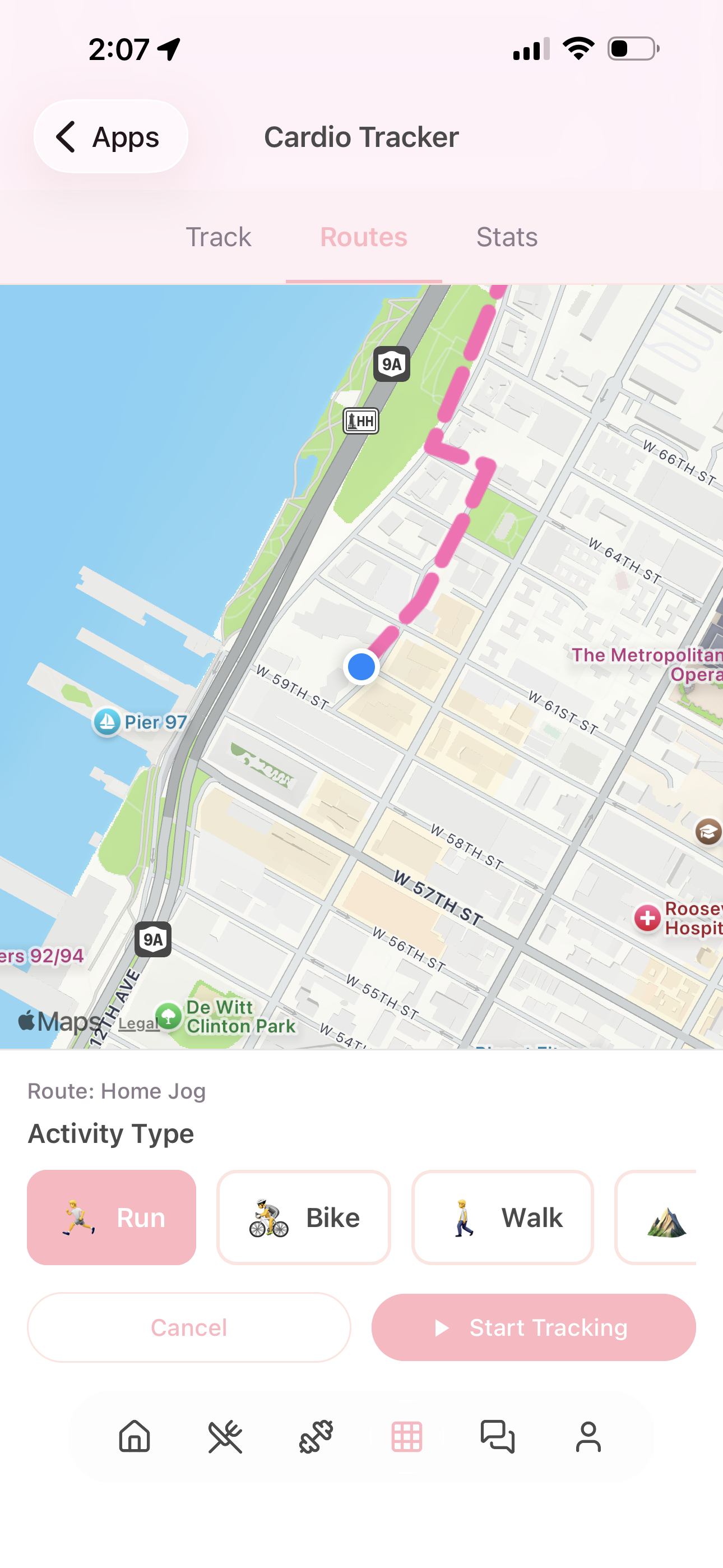 Cardio route tracking